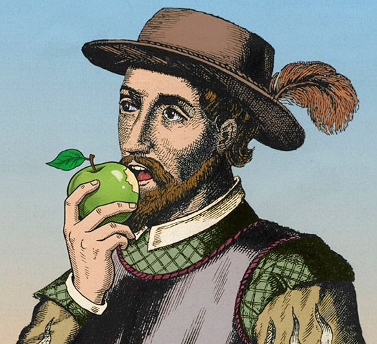 Representación de Juan Ponce de León comiendo la fruta venenosa